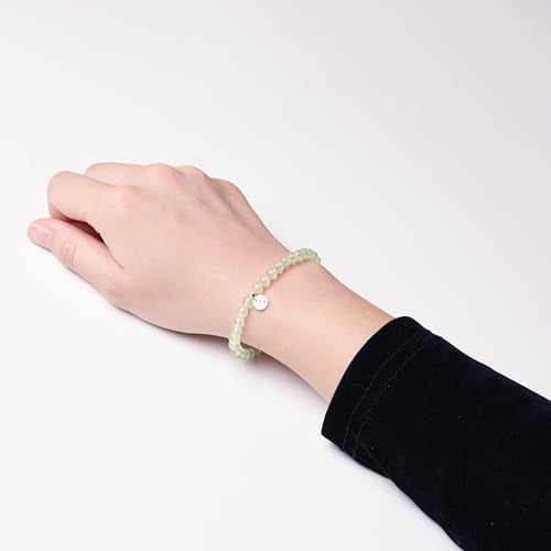 Natural AAA-Grade Crystal Gemstone Beaded Bracelet 5mm (0.2'') beads | 925 Sterling Silver Lotus Charm | Healing Energy Charged Quartz Stone Bead | Stackable Stretch String Bracelet for Women Girl