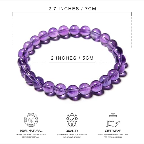ILLUMINIA Natural AAA Grade Crystal Gemstone Beaded Bracelet | Healing Energy Charged Quartz Stone Bead | Stretch String Bracelet for Women Men Unisex