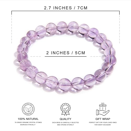 ILLUMINIA Natural AAA Grade Crystal Gemstone Beaded Bracelet | Healing Energy Charged Quartz Stone Bead | Stretch String Bracelet for Women Men Unisex