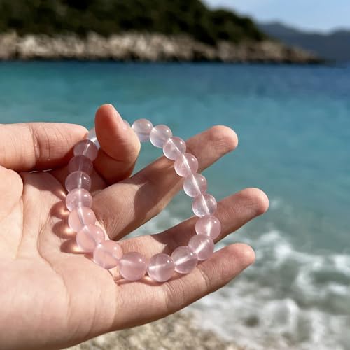 ILLUMINIA Natural AAA Grade Crystal Gemstone Beaded Bracelet | Healing Energy Charged Quartz Stone Bead | Stretch String Bracelet for Women Men Unisex