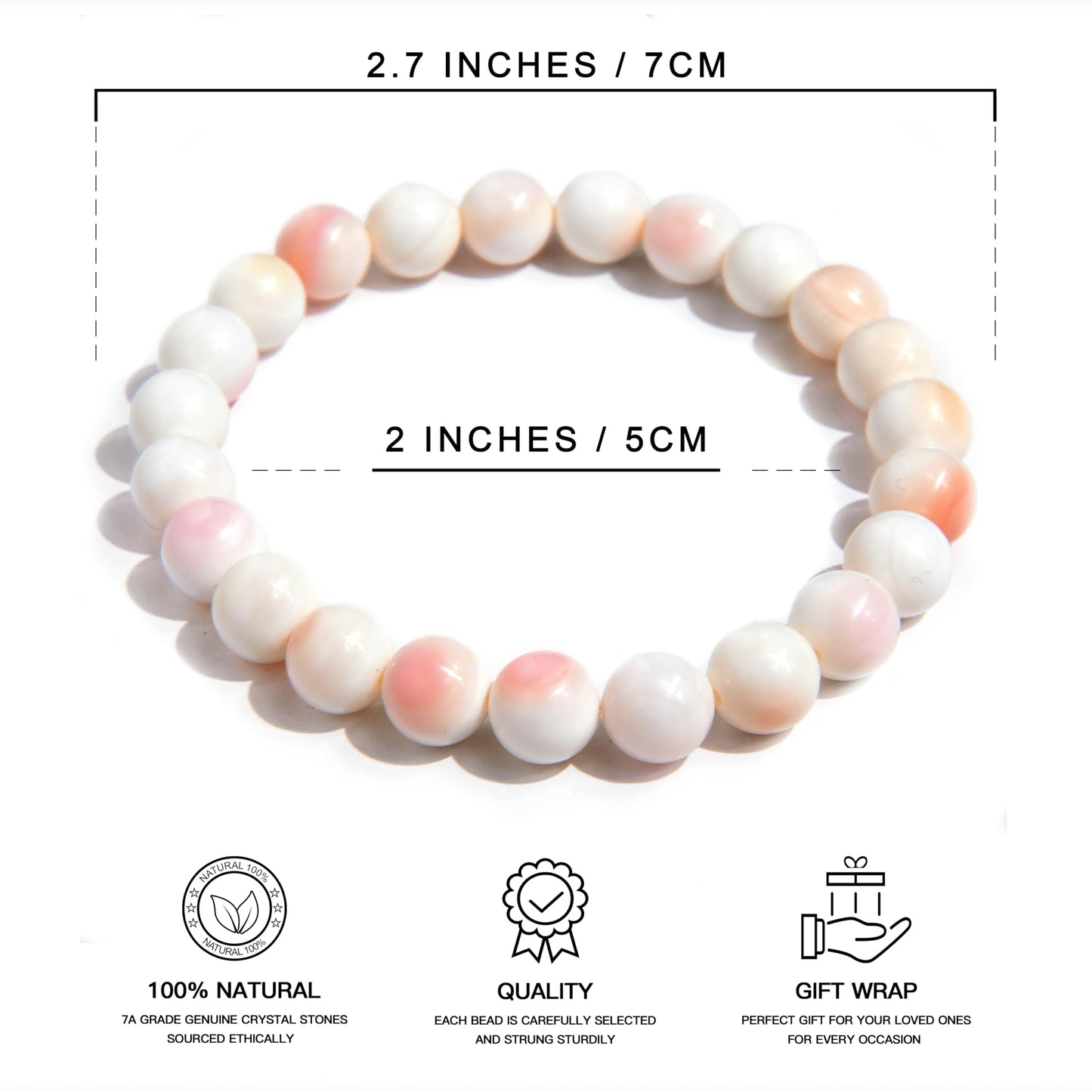 ILLUMINIA Natural AAA Grade Crystal Gemstone Beaded Bracelet | Healing Energy Charged Quartz Stone Bead | Stretch String Bracelet for Women Men Unisex