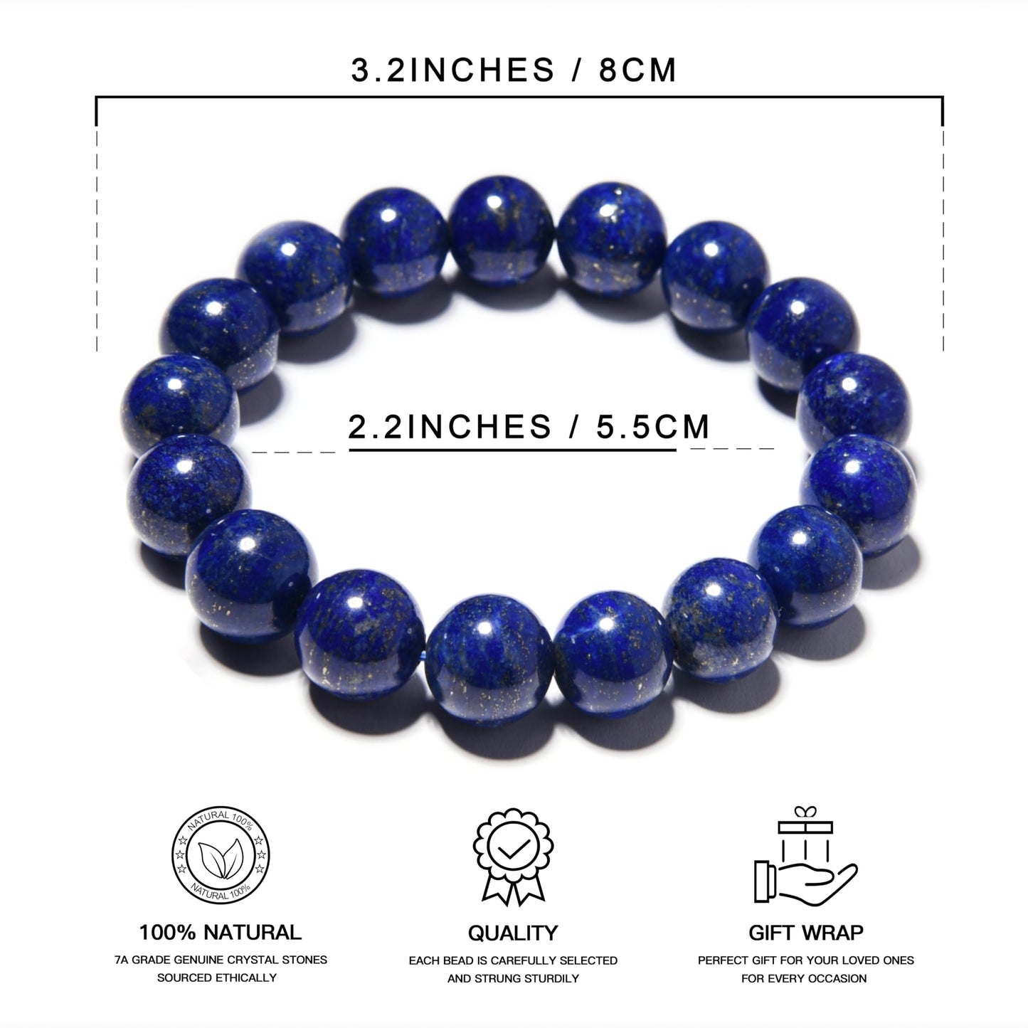 ILLUMINIA Natural AAA Grade Crystal Gemstone Beaded Bracelet | Healing Energy Charged Quartz Stone Bead | Stretch String Bracelet for Women Men Unisex