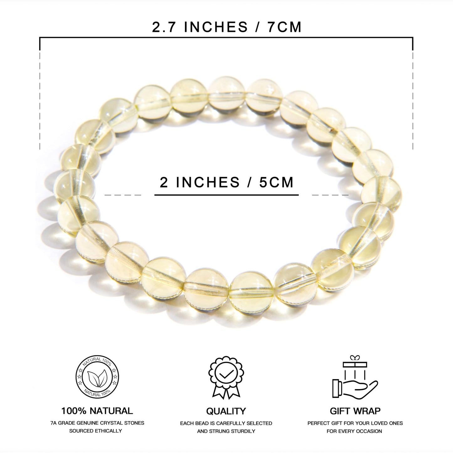 ILLUMINIA Natural AAA Grade Crystal Gemstone Beaded Bracelet | Healing Energy Charged Quartz Stone Bead | Stretch String Bracelet for Women Men Unisex