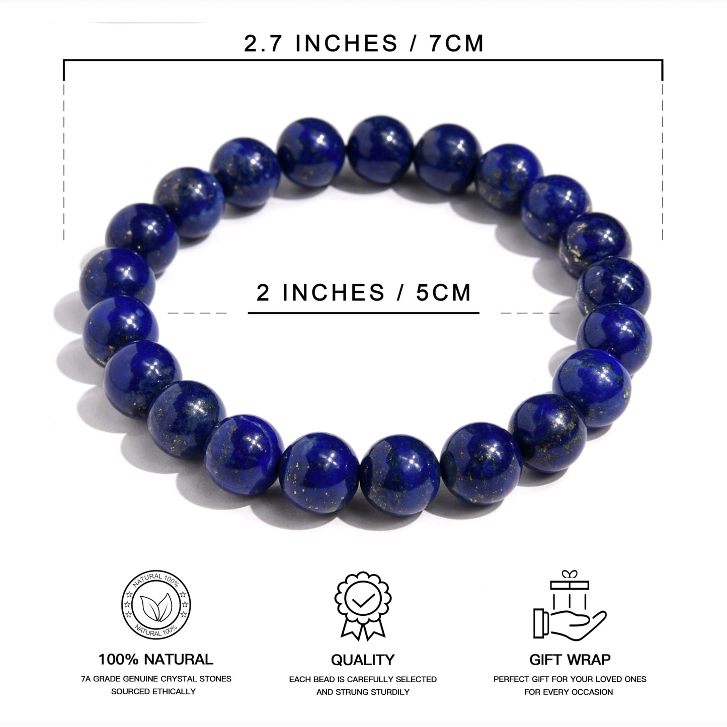 ILLUMINIA Natural AAA Grade Crystal Gemstone Beaded Bracelet | Healing Energy Charged Quartz Stone Bead | Stretch String Bracelet for Women Men Unisex