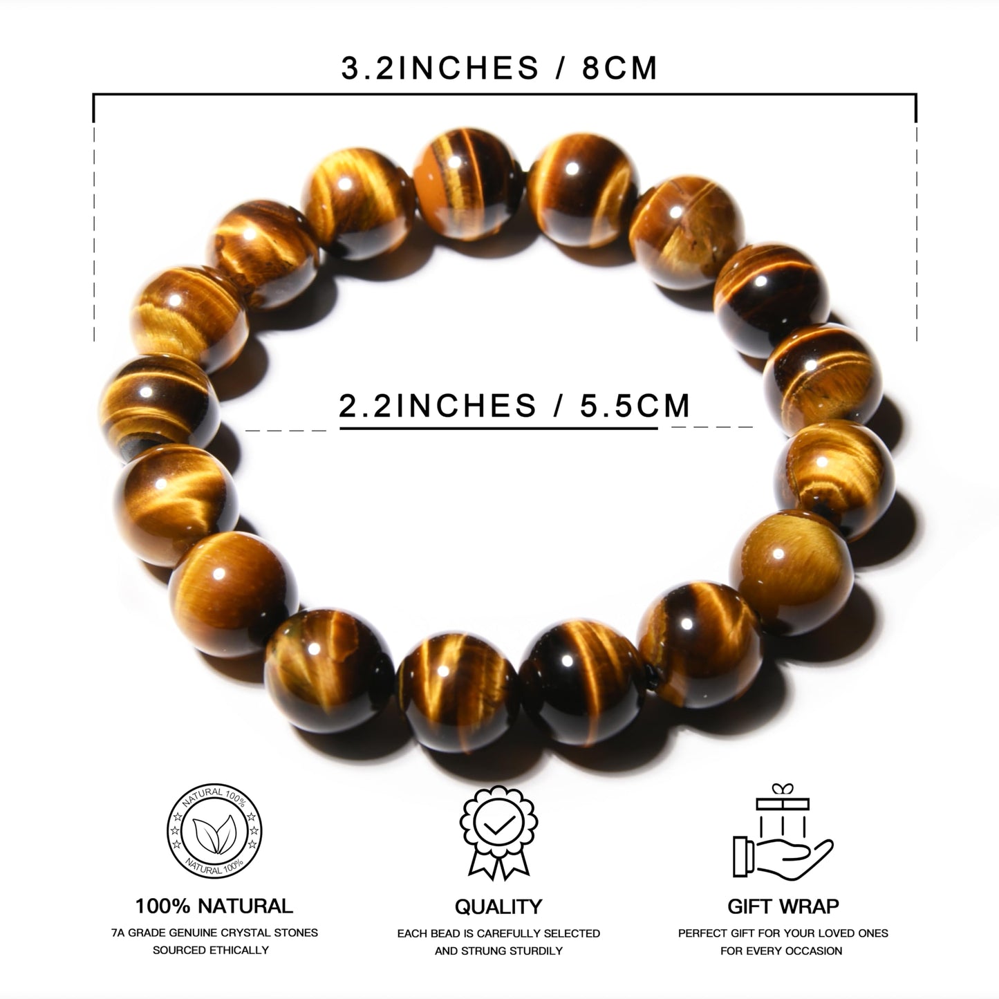 ILLUMINIA Natural AAA Grade Crystal Gemstone Beaded Bracelet | Healing Energy Charged Quartz Stone Bead | Stretch String Bracelet for Women Men Unisex