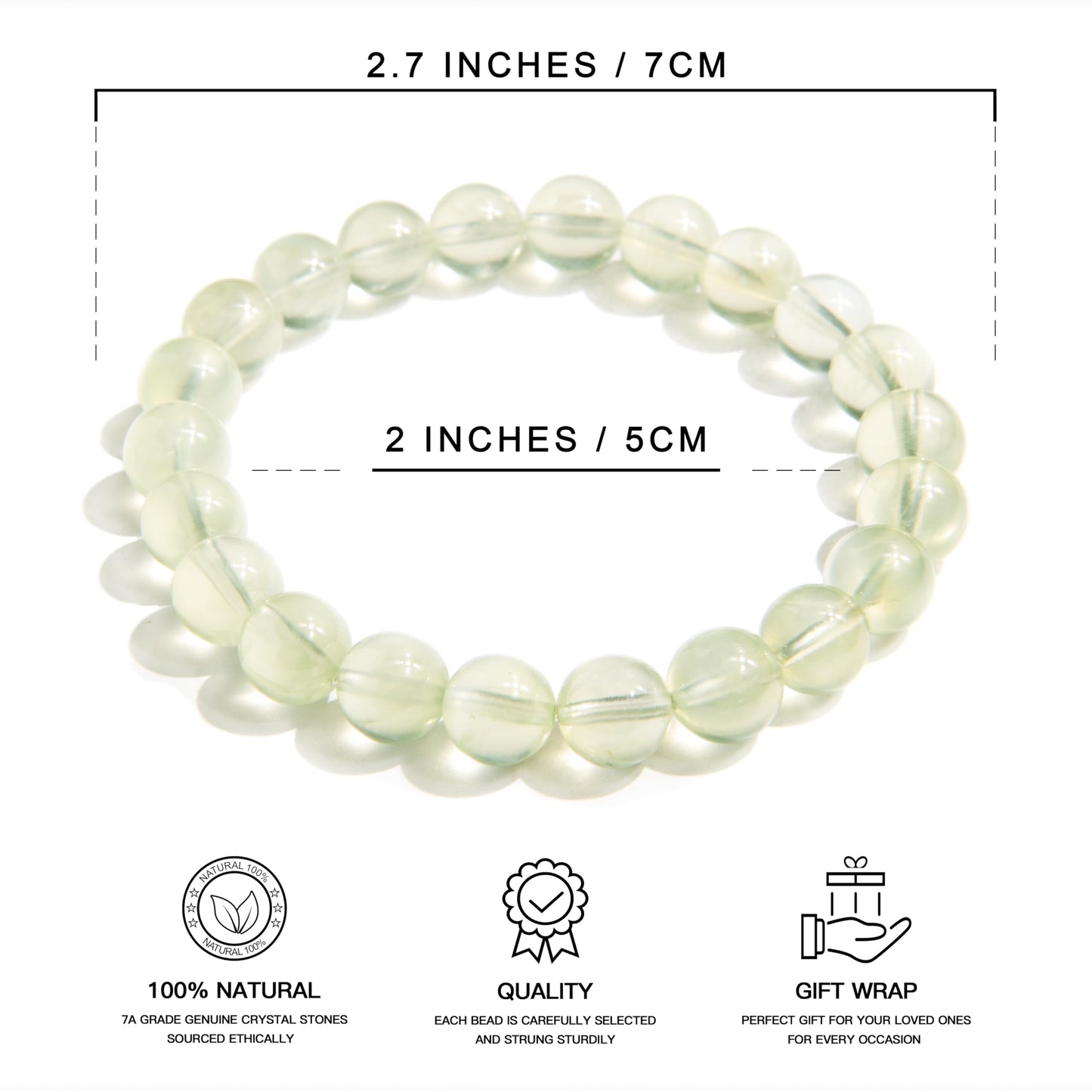 ILLUMINIA Natural AAA Grade Crystal Gemstone Beaded Bracelet | Healing Energy Charged Quartz Stone Bead | Stretch String Bracelet for Women Men Unisex