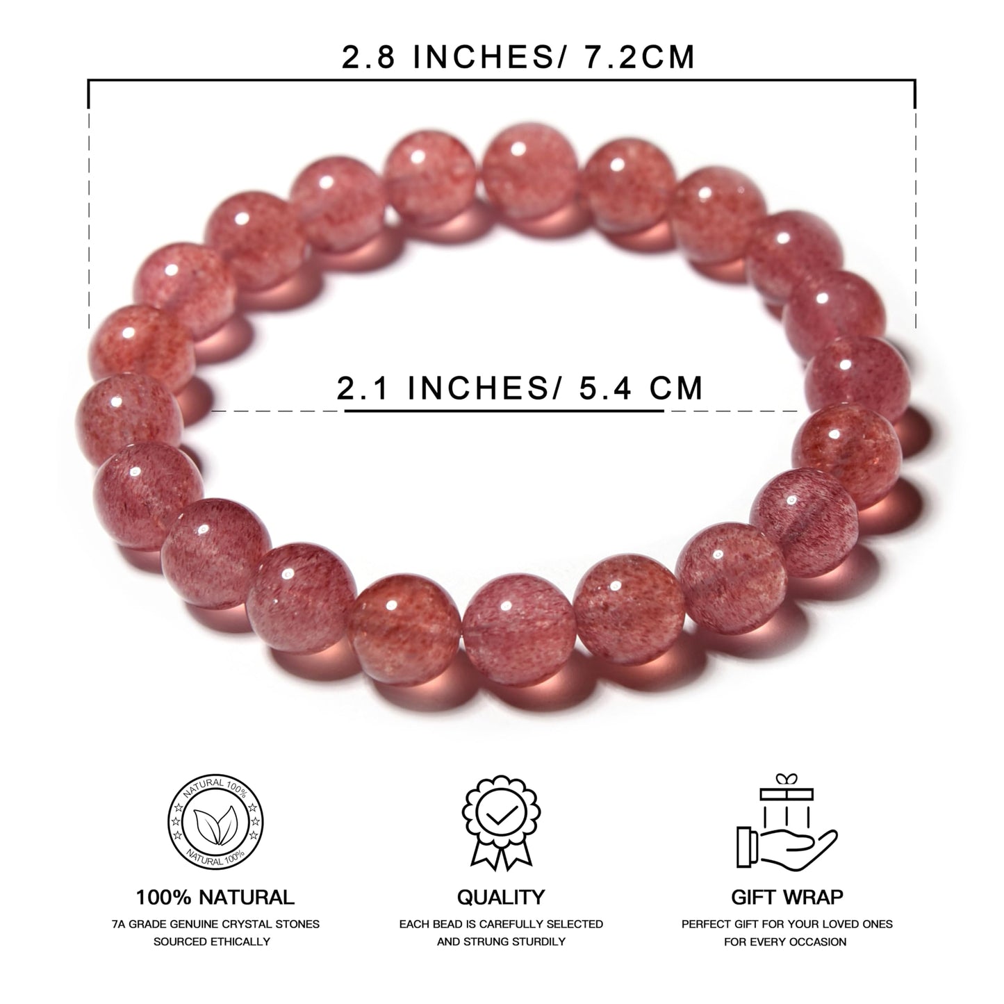ILLUMINIA Natural AAA Grade Crystal Gemstone Beaded Bracelet | Healing Energy Charged Quartz Stone Bead | Stretch String Bracelet for Women Men Unisex