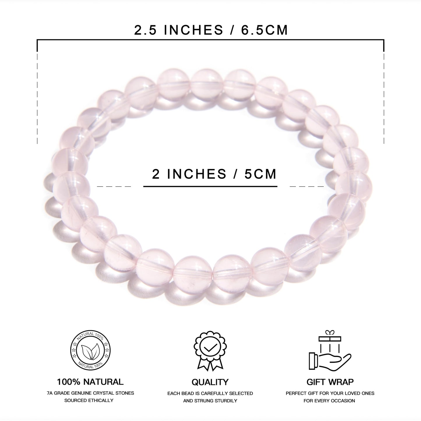 ILLUMINIA Natural AAA Grade Crystal Gemstone Beaded Bracelet | Healing Energy Charged Quartz Stone Bead | Stretch String Bracelet for Women Men Unisex