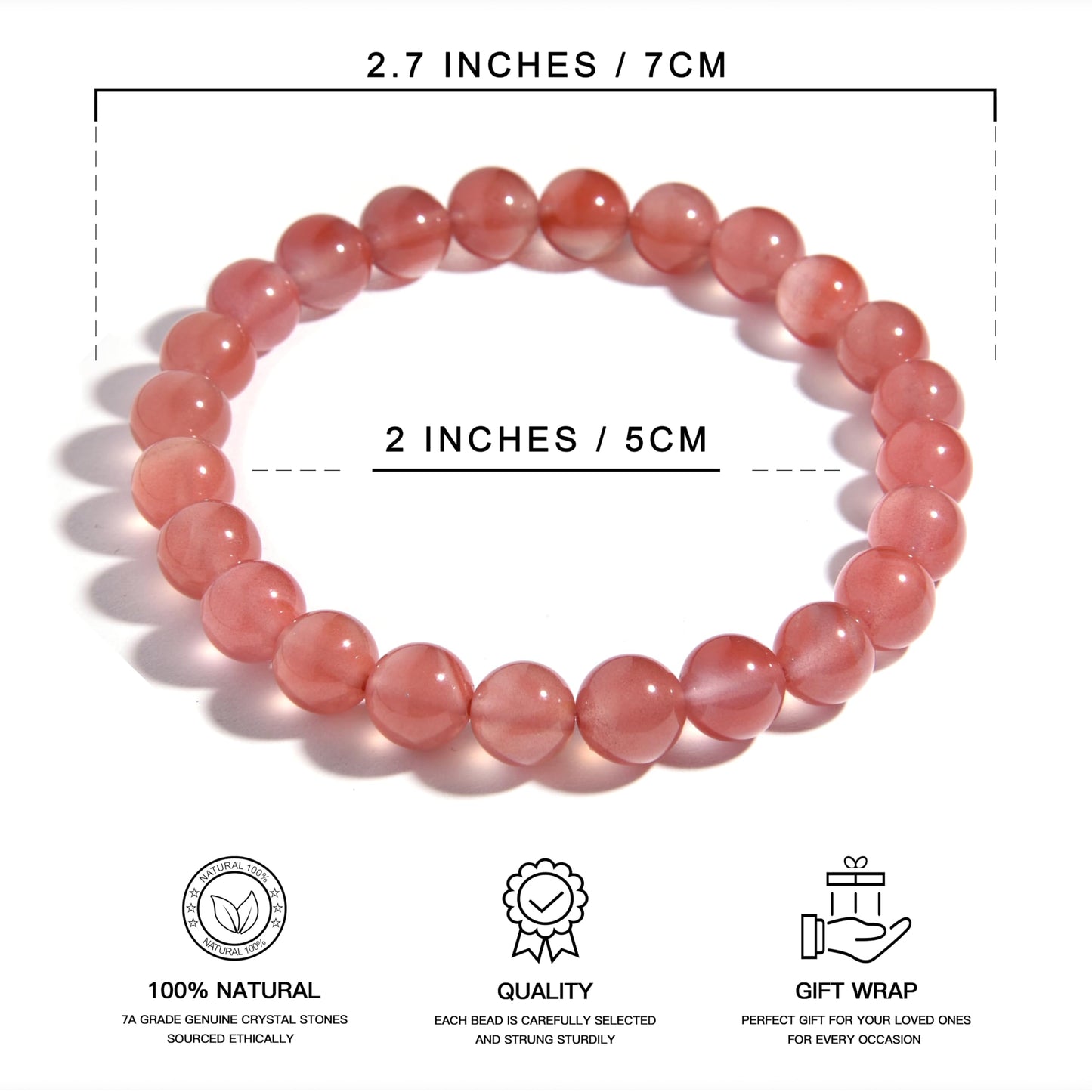 ILLUMINIA Natural AAA Grade Crystal Gemstone Beaded Bracelet | Healing Energy Charged Quartz Stone Bead | Stretch String Bracelet for Women Men Unisex